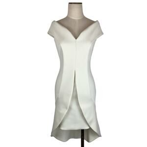 Black Halo Eve Anderson Mini Off Shoulder Cocktail Sheath Dress White Women's 2
